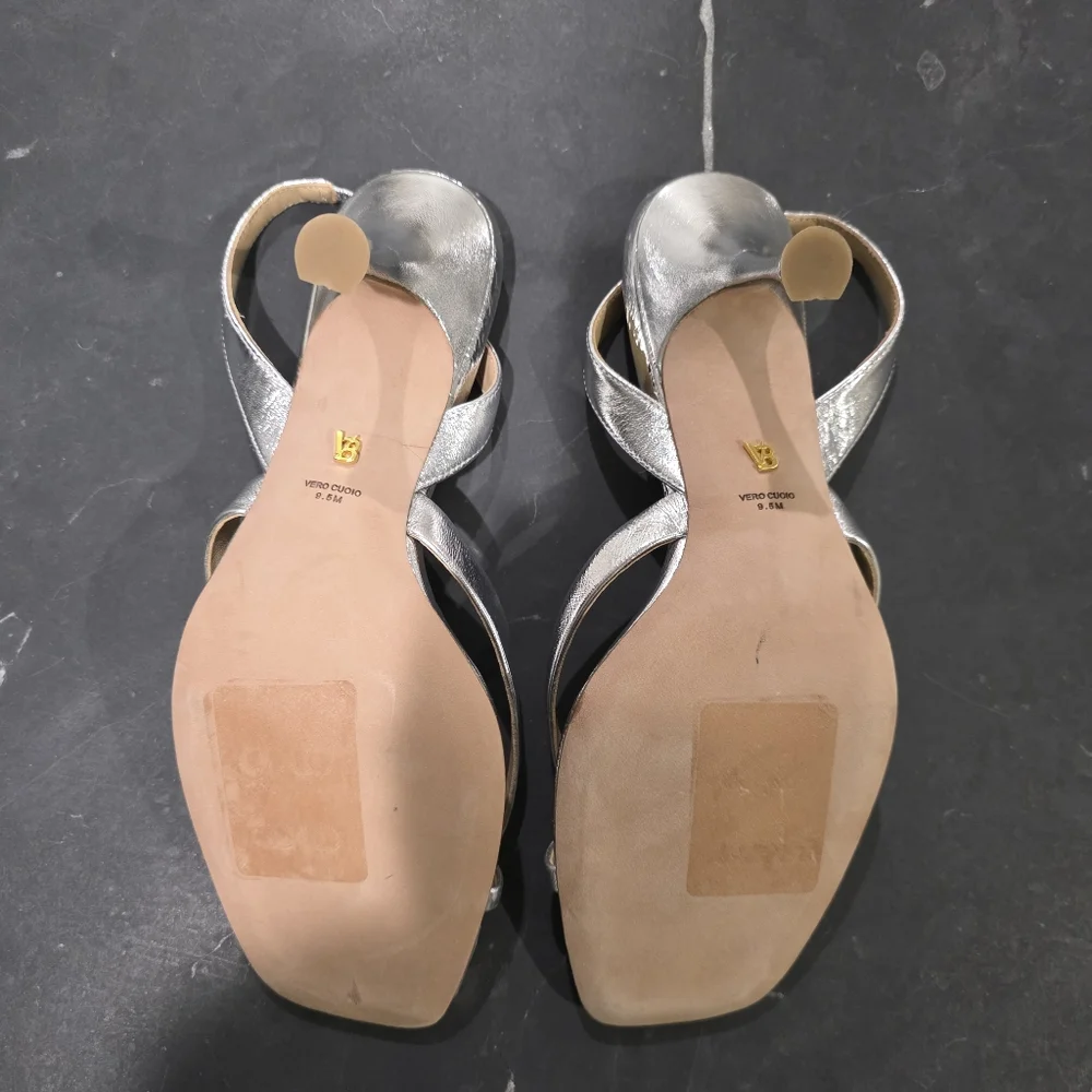 NEW Veronica Beard‎ Silver Strappy Heeled Sandals Size 9.5